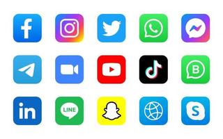 set-of-square-social-media-logo-in-color-bacground-free-vector